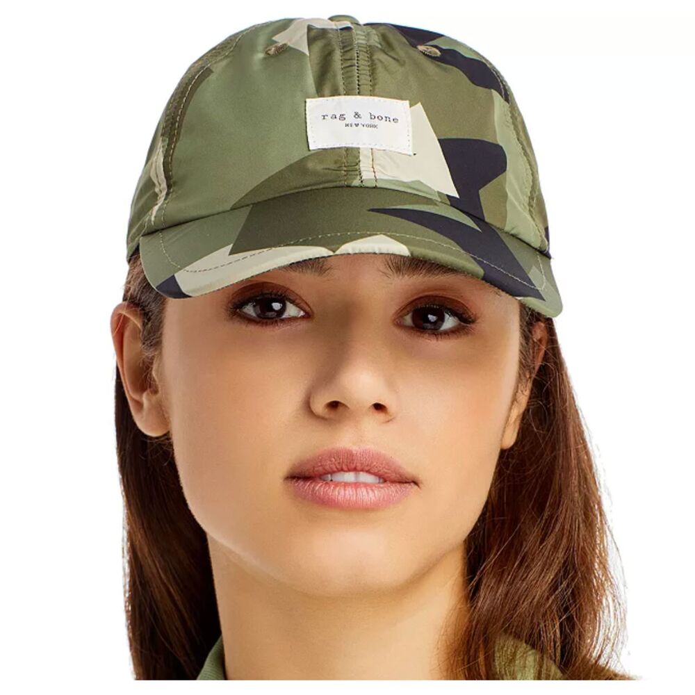 RAG & BONE Addison Camo Baseball Hat Green